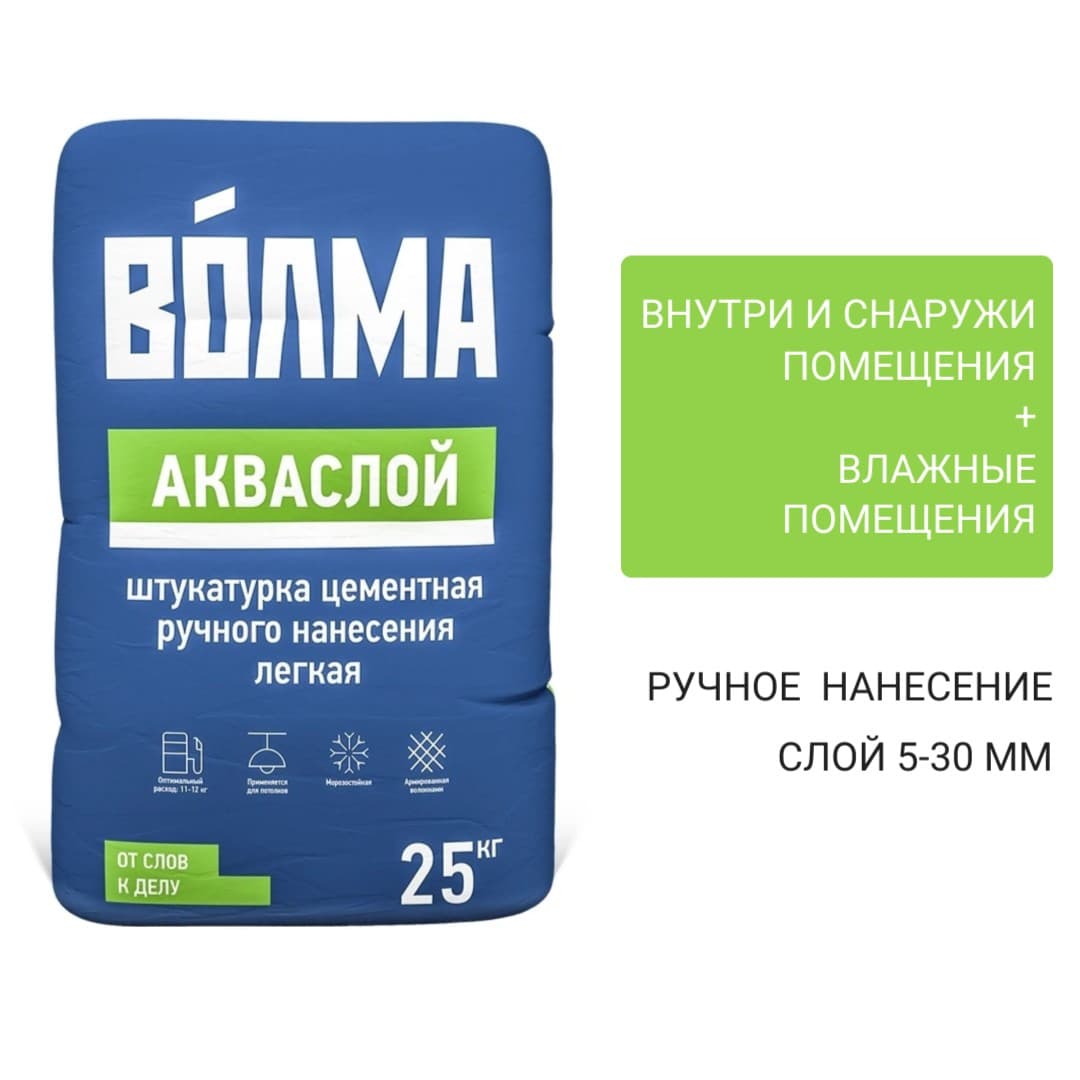 Цементная штукатурка Волма Акваслой 25 кг