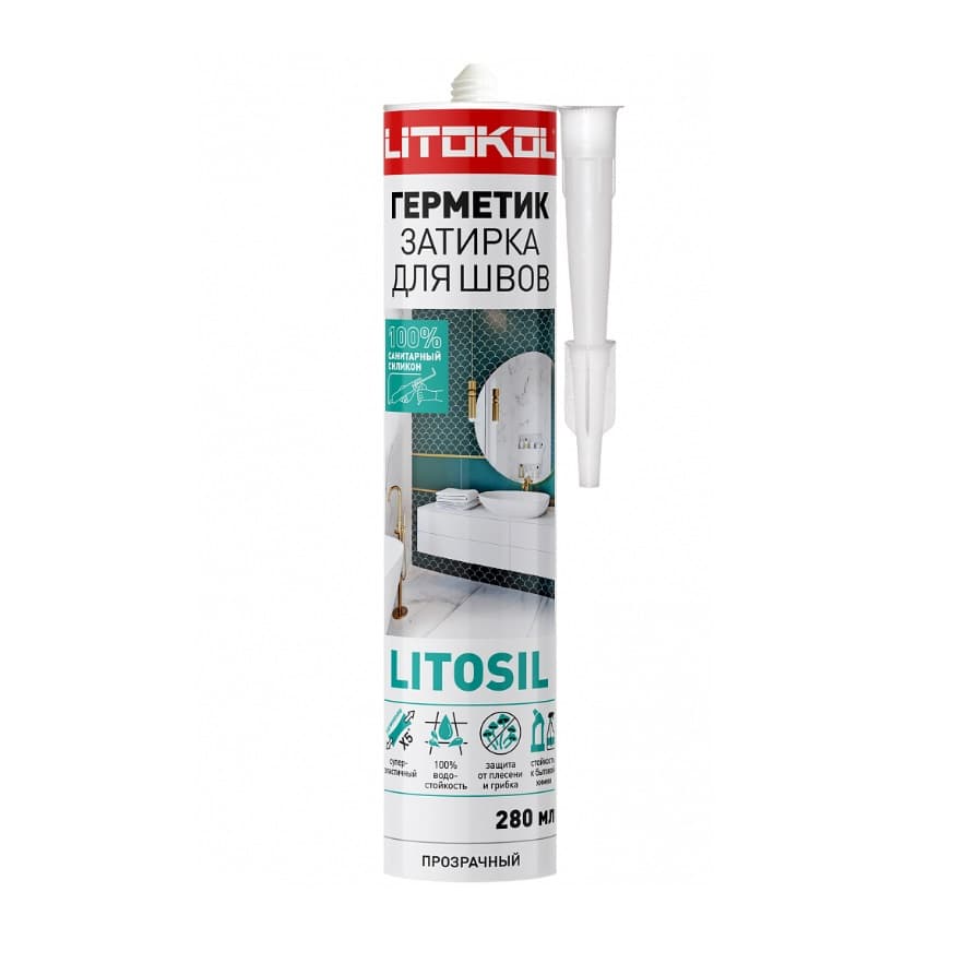 Герметик-затирка силиконовый санитарный Литокол Litosil 280 мл