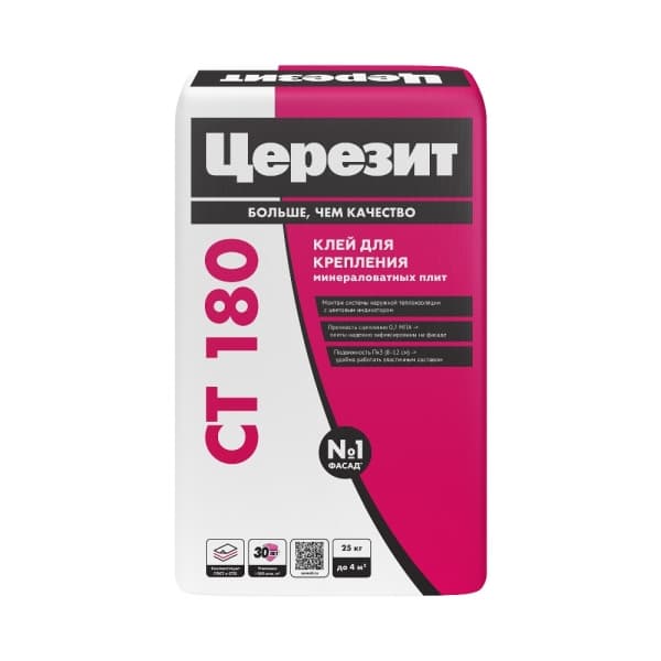 Клей для минераловатных плит Церезит CT 180 25 кг