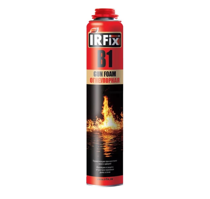 Пена монтажная профи IRFix B1 Gun Foam огнеупорная полиуретановая 800 мл