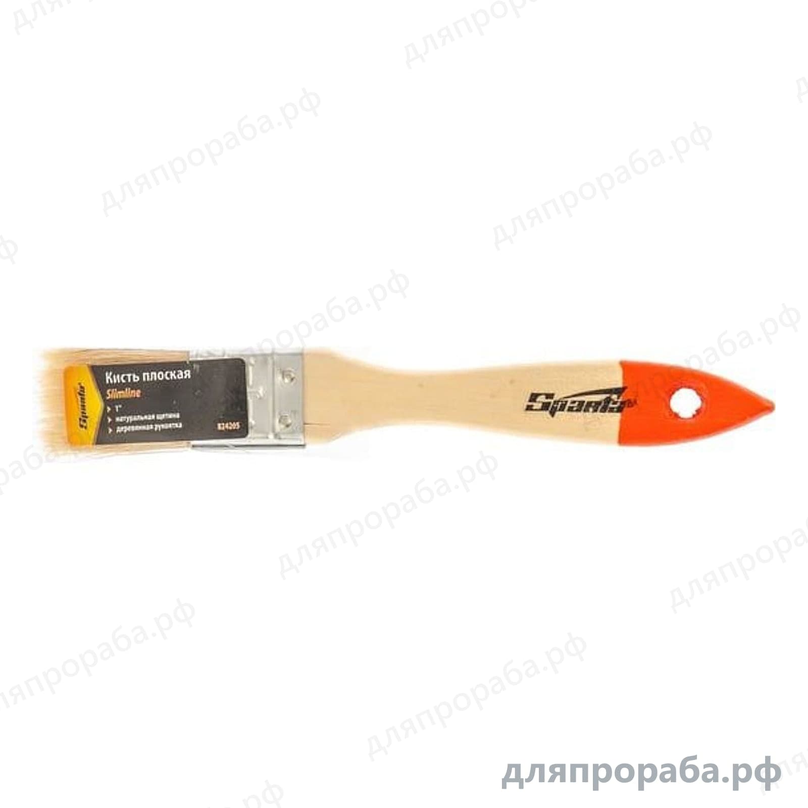 Плоская кисть Slimline 1 SPARTA натуральная щетина деревянная ручка 824205 — фото 3
