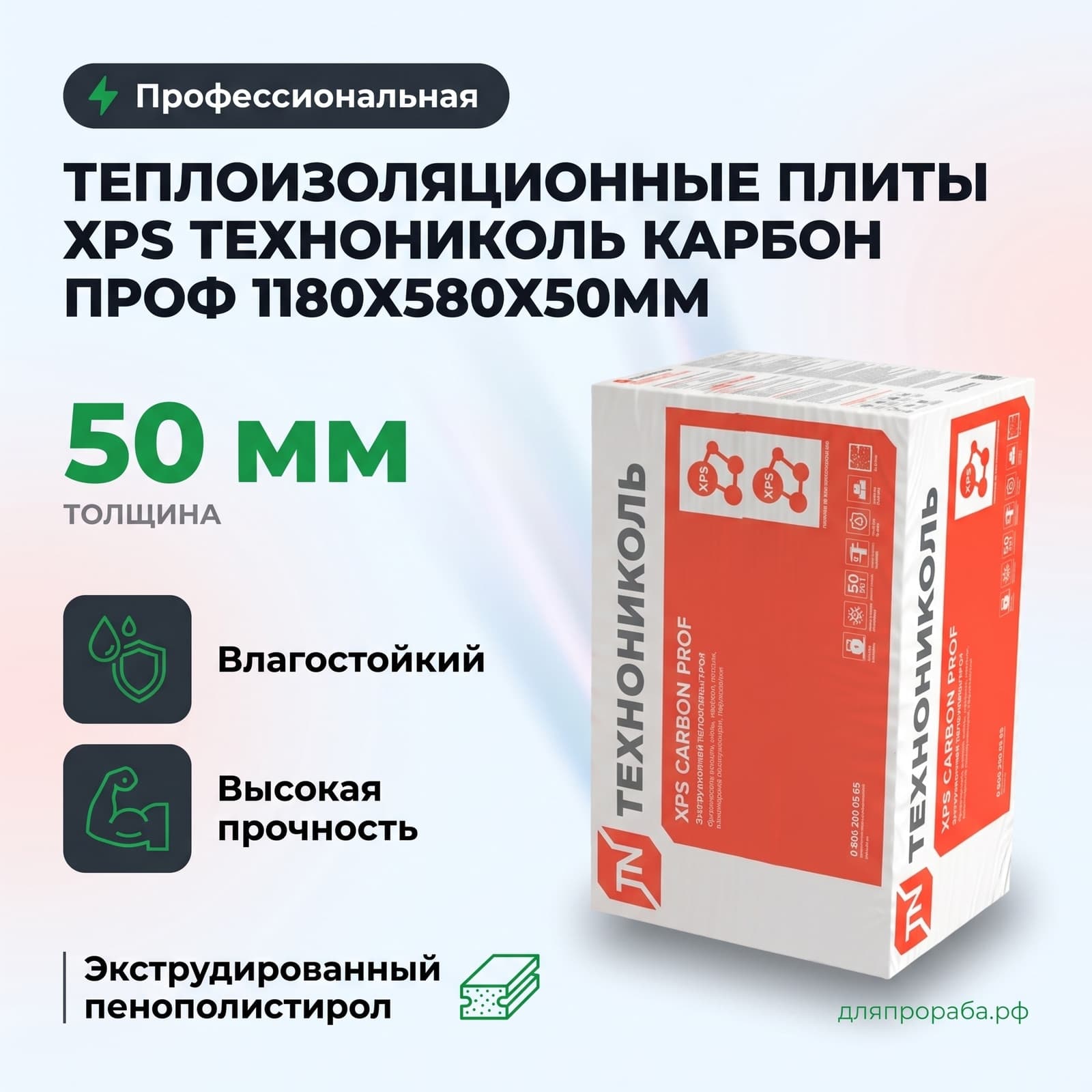 Теплоизоляционные плиты XPS Технониколь Карбон Проф 1180х580х50мм