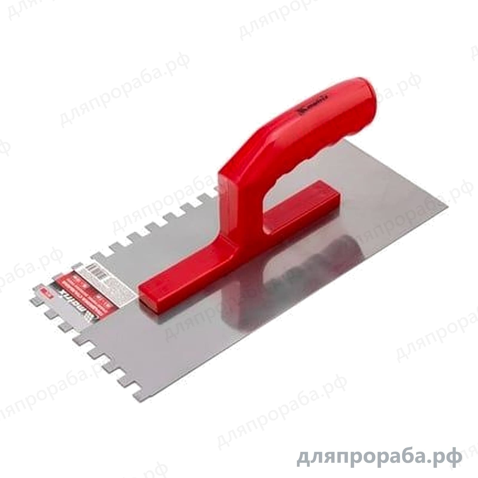 Гладилка стальная зеркальная полировка пластмассовая ручка зуб 10 х 10 мм 280 х 130 мм MATRIX 86779